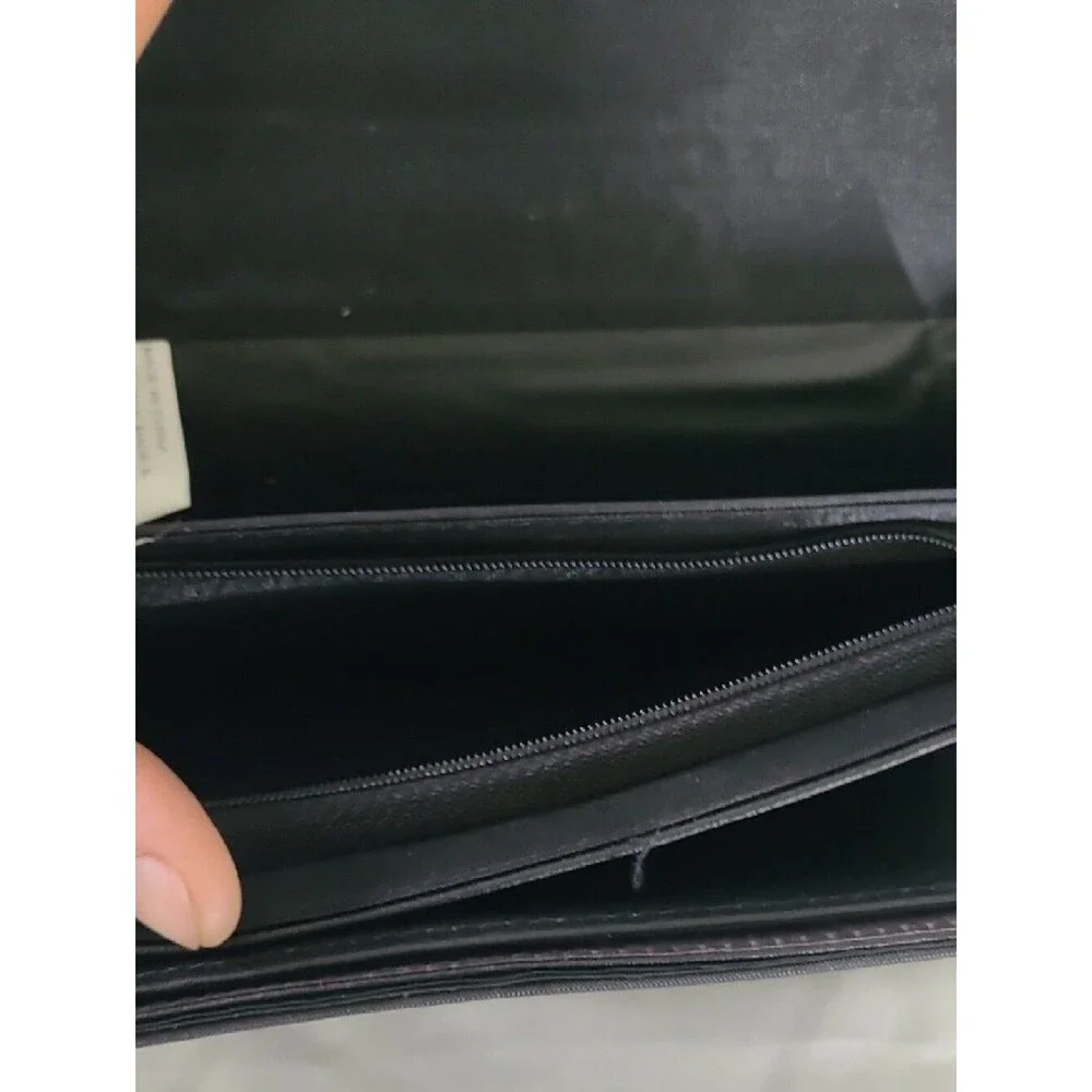 Womens Classic Black Wallet with Front Zip and Zodiac Charm